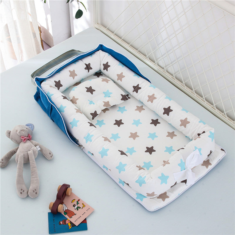 Cotton Portable Baby Crib Newborn Foldable - Colorful stars