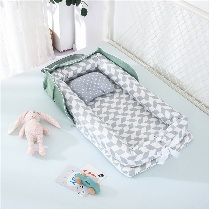 Cotton Portable Baby Crib Newborn Foldable - Linger grey