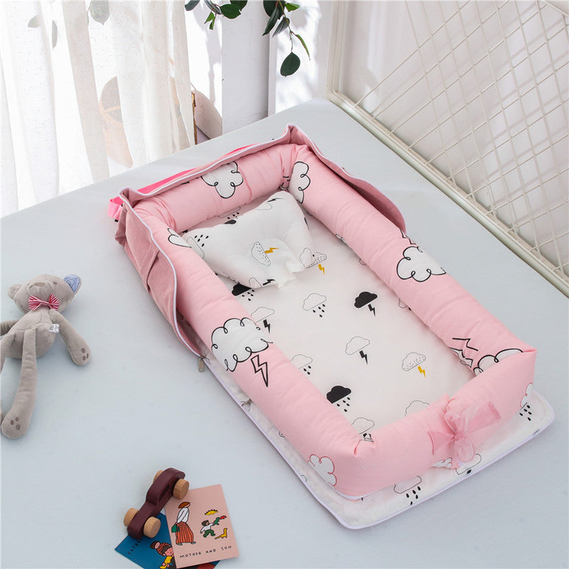 Cotton Portable Baby Crib Newborn Foldable - Raindrops