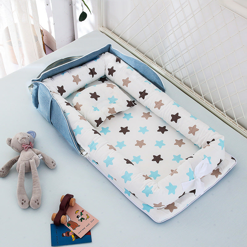 Cotton Portable Foldable Baby Bed - Color star