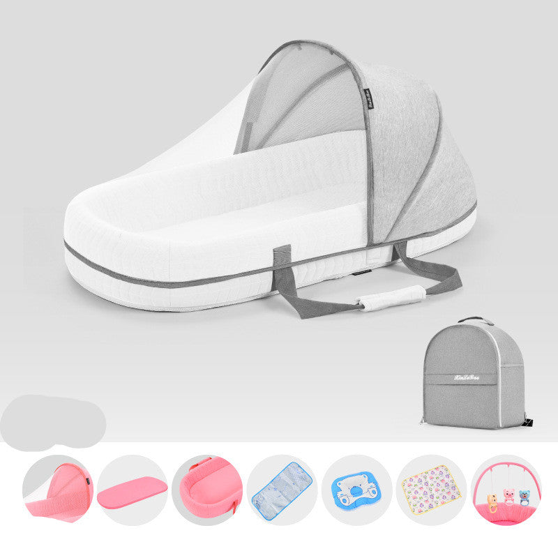 Baby Crib Multifunctional Folding Newborn Nest Toddler Bed Portable Sun Protection Mosquito Net Infant Camping Bed
