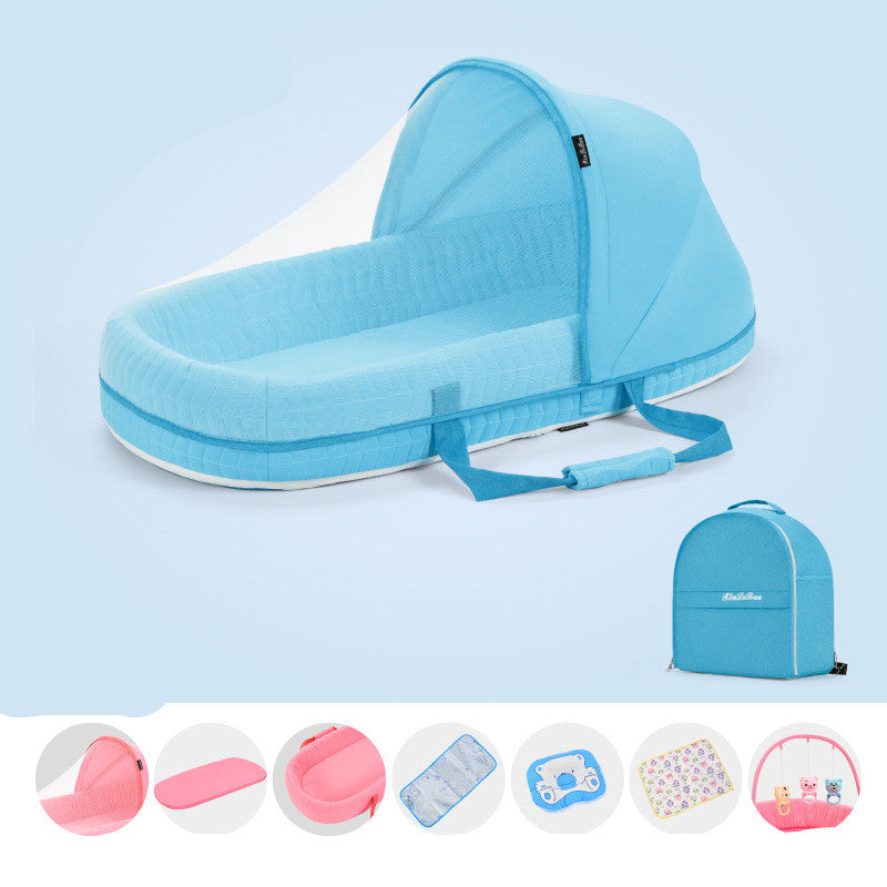 Baby Crib Multifunctional Folding Newborn Nest Toddler Bed Portable Sun Protection Mosquito Net Infant Camping Bed