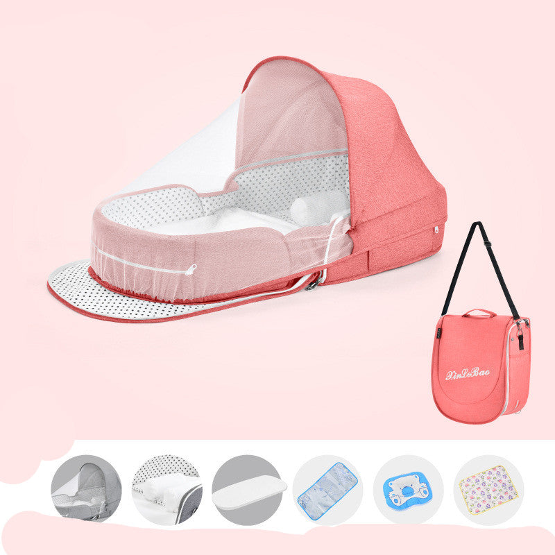 Baby Crib Multifunctional Folding Newborn Nest Toddler Bed Portable Sun Protection Mosquito Net Infant Camping Bed