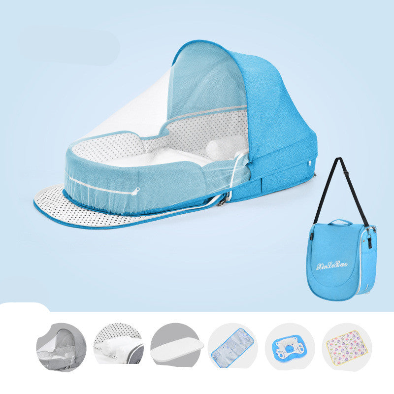 Baby Crib Multifunctional Folding Newborn Nest Toddler Bed Portable Sun Protection Mosquito Net Infant Camping Bed