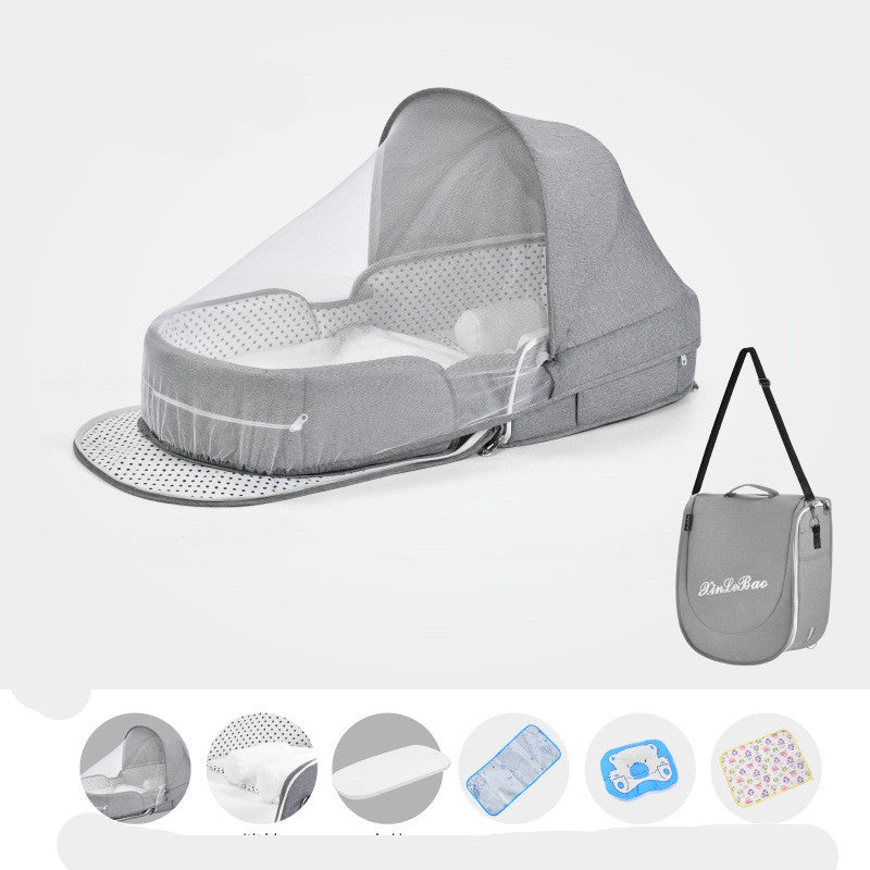 Baby Crib Multifunctional Folding Newborn Nest Toddler Bed Portable Sun Protection Mosquito Net Infant Camping Bed