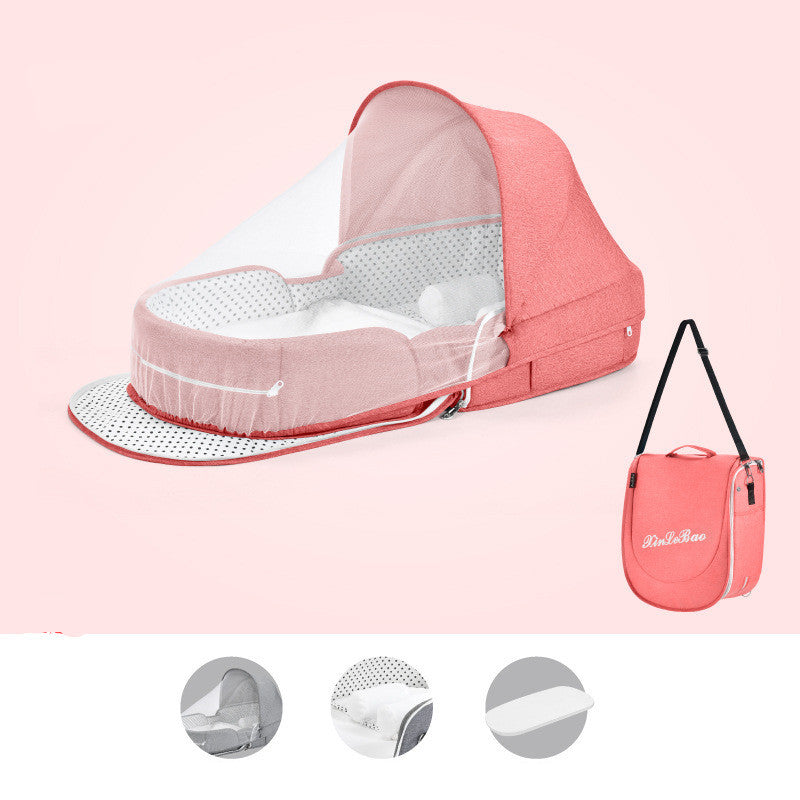 Baby Crib Multifunctional Folding Newborn Nest Toddler Bed Portable Sun Protection Mosquito Net Infant Camping Bed