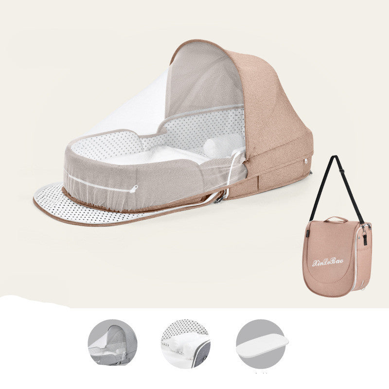 Baby Crib Multifunctional Folding Newborn Nest Toddler Bed Portable Sun Protection Mosquito Net Infant Camping Bed