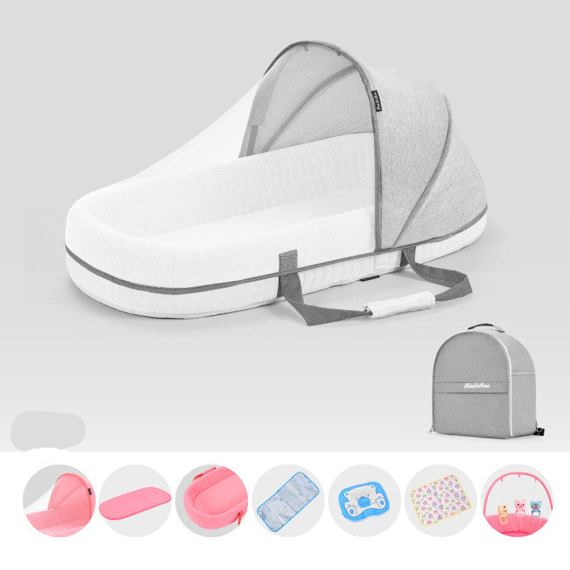 Baby Crib Multifunctional Folding Newborn Nest Toddler Bed Portable Sun Protection Mosquito Net Infant Camping Bed