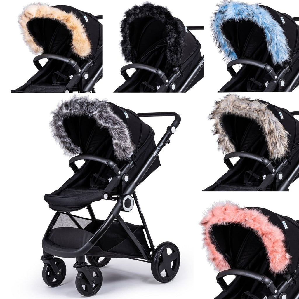 Pram Fur Hood Trim Attachment for Pushchair - Fur Hood