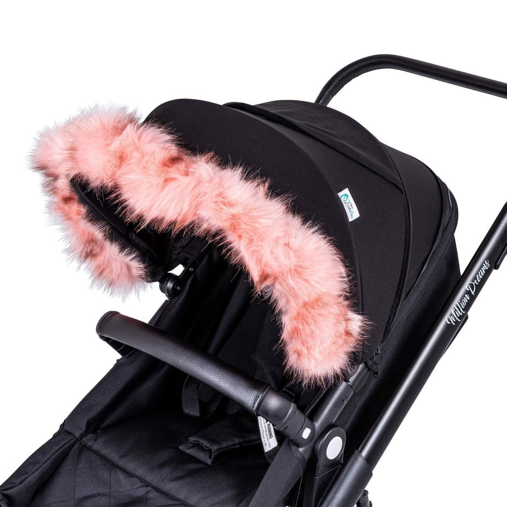 Pram Fur Hood Trim Attachment for Pushchair - Fur Hood
