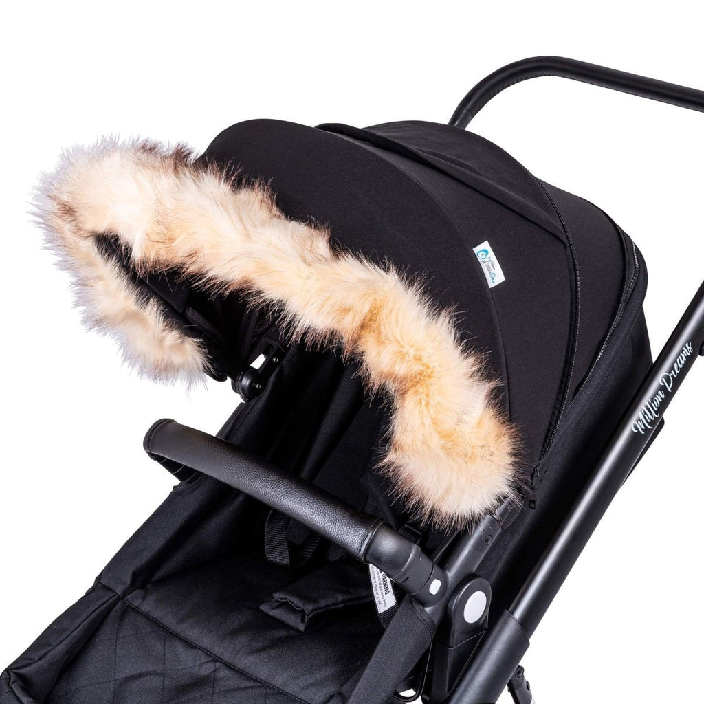 Pram Fur Hood Trim Attachment for Pushchair - Fur Hood