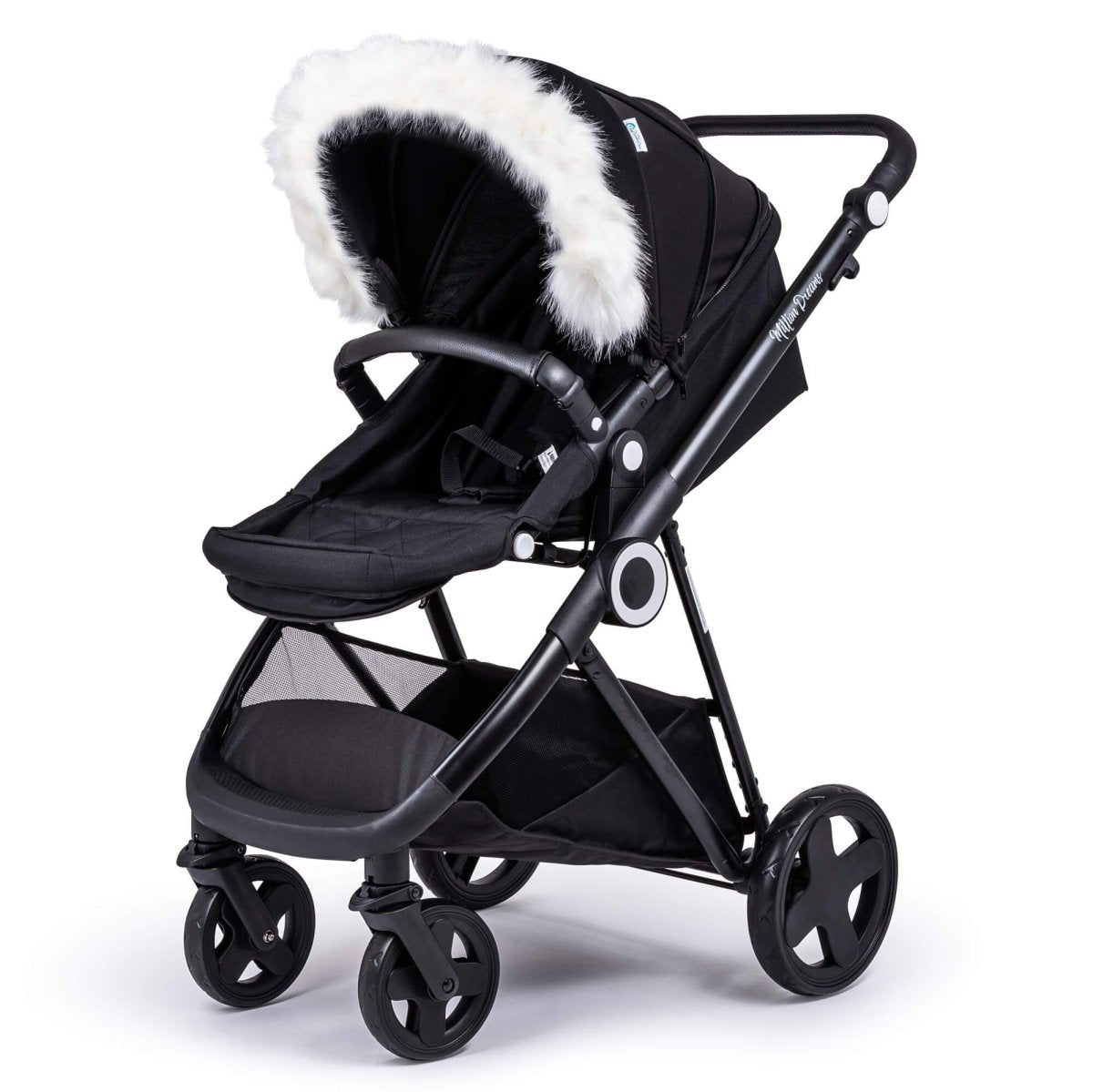 Pram Fur Hood Trim Attachment for Pushchair - Fur Hood