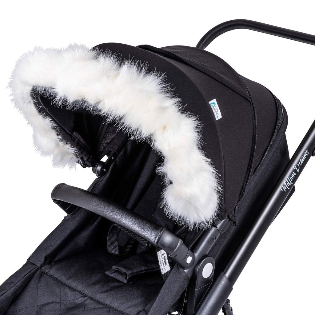 Pram Fur Hood Trim Attachment for Pushchair - Fur Hood