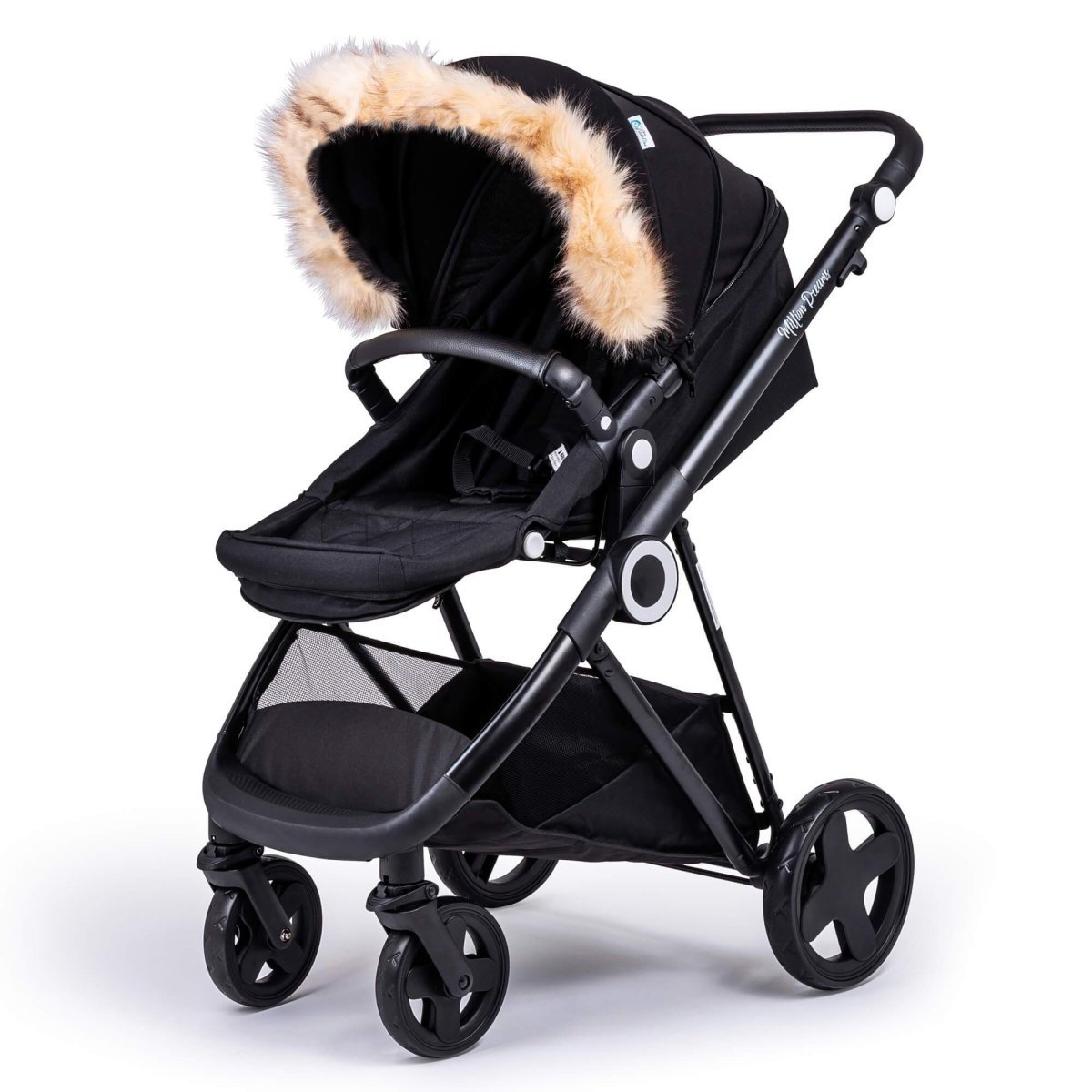 Pram Fur Hood Trim Attachment for Pushchair - Fur Hood