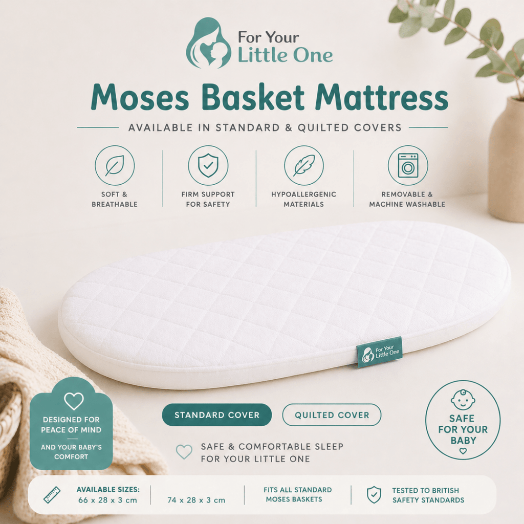 Quilted Moses Basket Mattress 66 x 28 x 3 cm