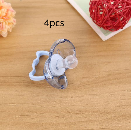 Love baby baby baby new baby pacifier anti automatically closed round head flat hair randomly issued - Blue 4pcs
