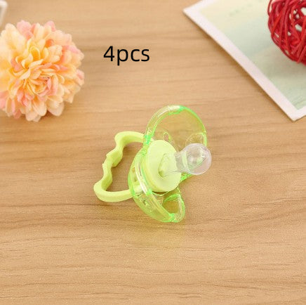 Love baby baby baby new baby pacifier anti automatically closed round head flat hair randomly issued - Green 4pcs