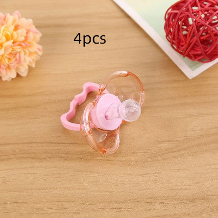 Love baby baby baby new baby pacifier anti automatically closed round head flat hair randomly issued - Pink 4pcs