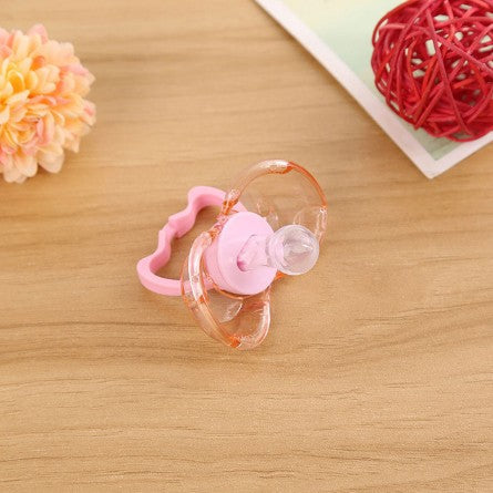 Love baby baby baby new baby pacifier anti automatically closed round head flat hair randomly issued - Pink