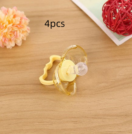 Love baby baby baby new baby pacifier anti automatically closed round head flat hair randomly issued - Yellow 4pcs