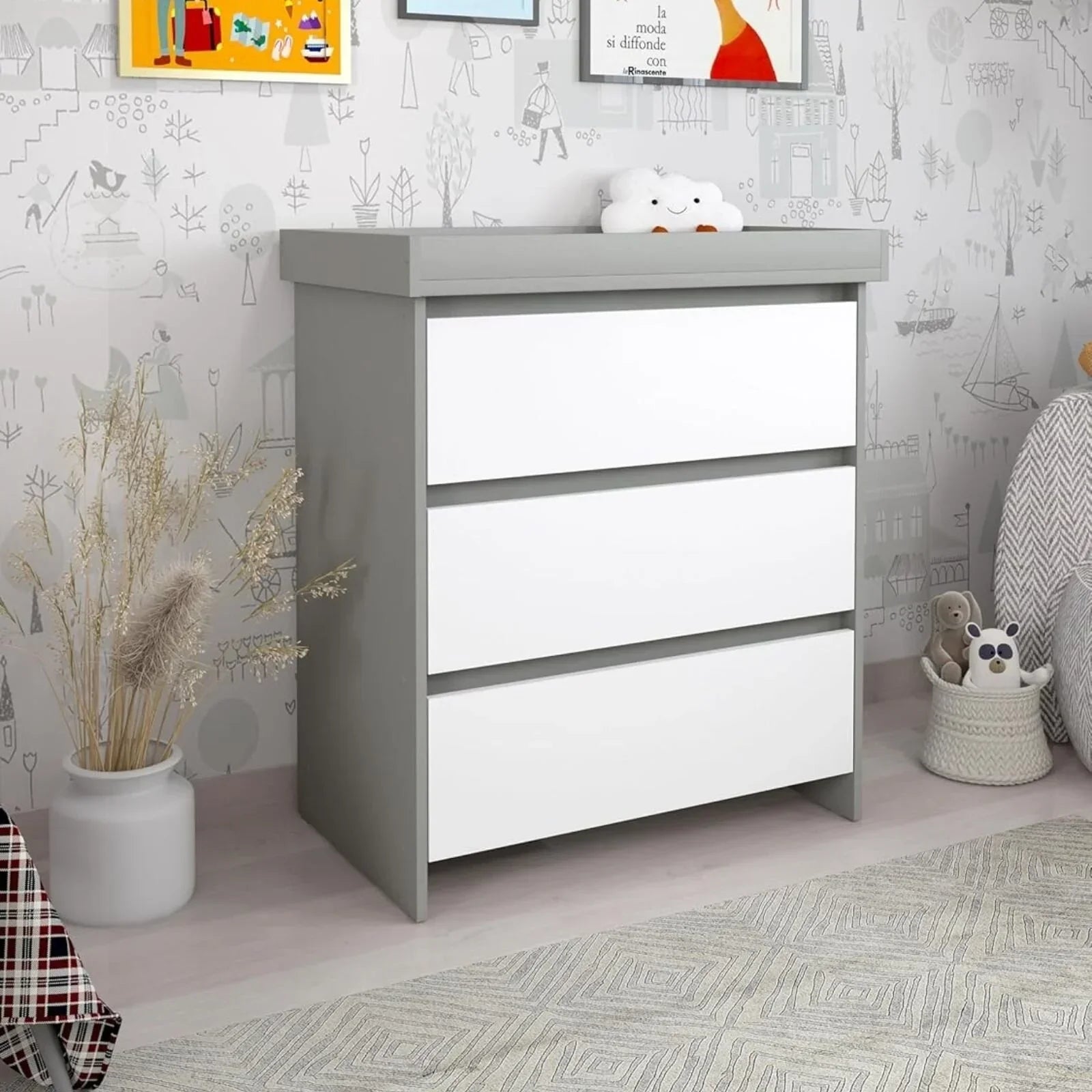 Shefa Kids 880 Baby Changing Unit - Grey/White - Grey/White - Changing Tables