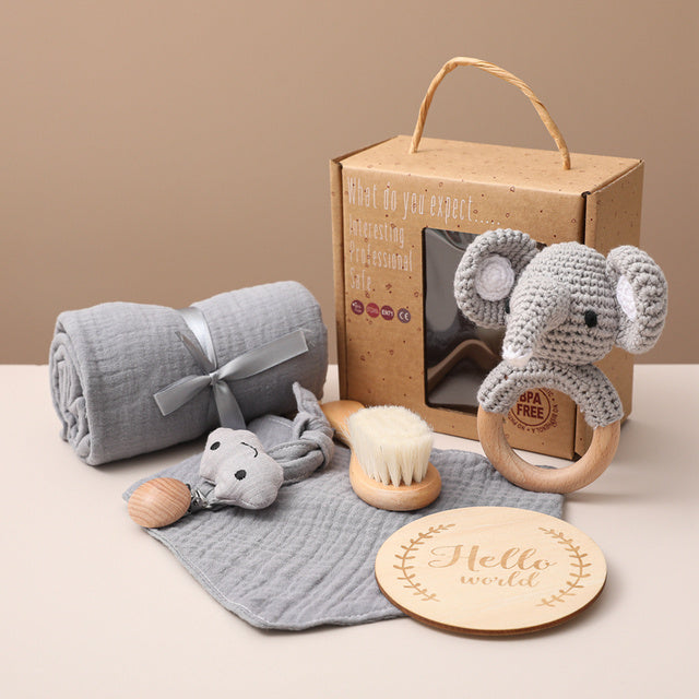 Bopoobo 1Set Bath Toys Set Kid Swaddle Wrap Baby Milestones - Elephant 6PCS Set