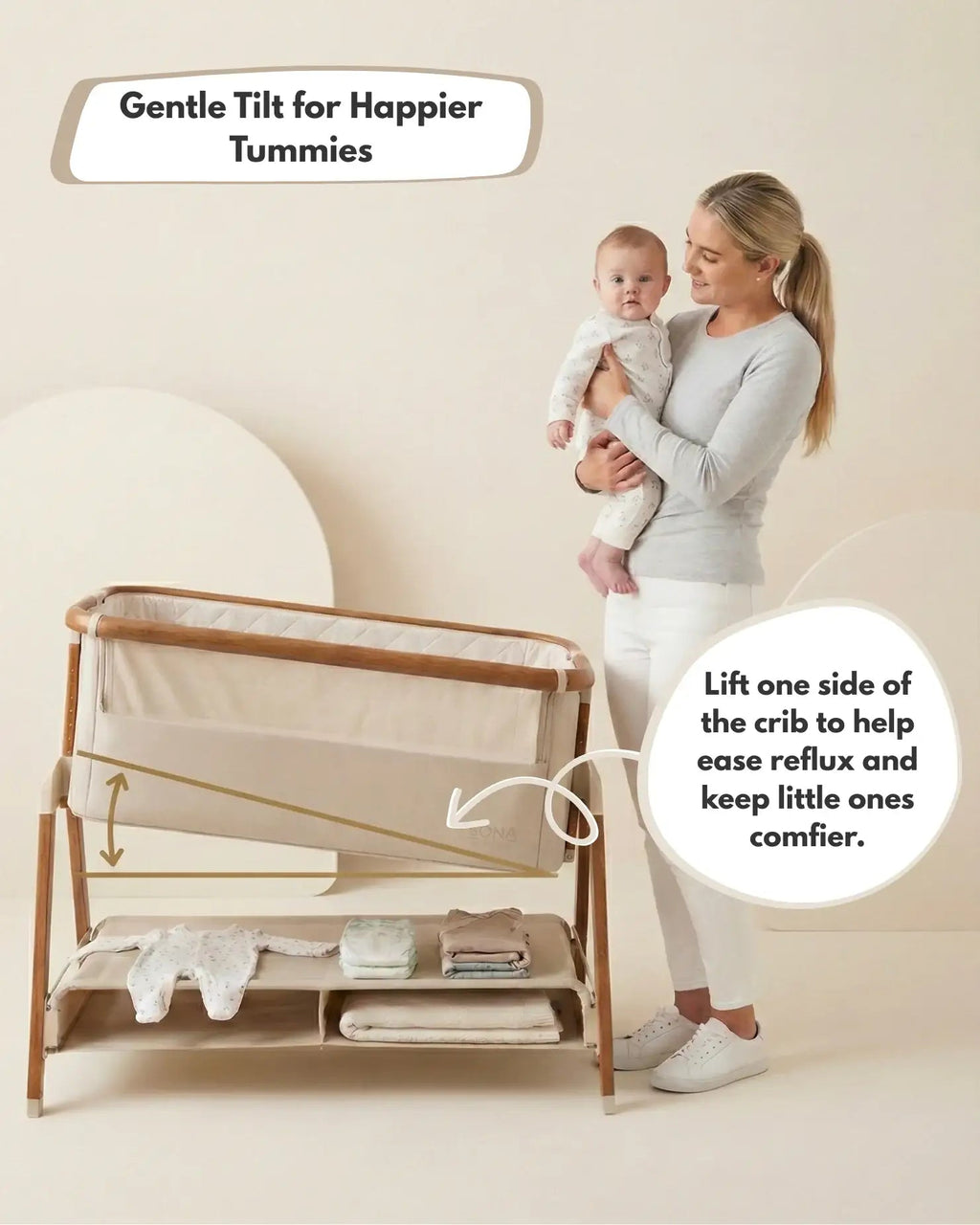 Sona Next To Me Crib - Beige - Bedside Crib