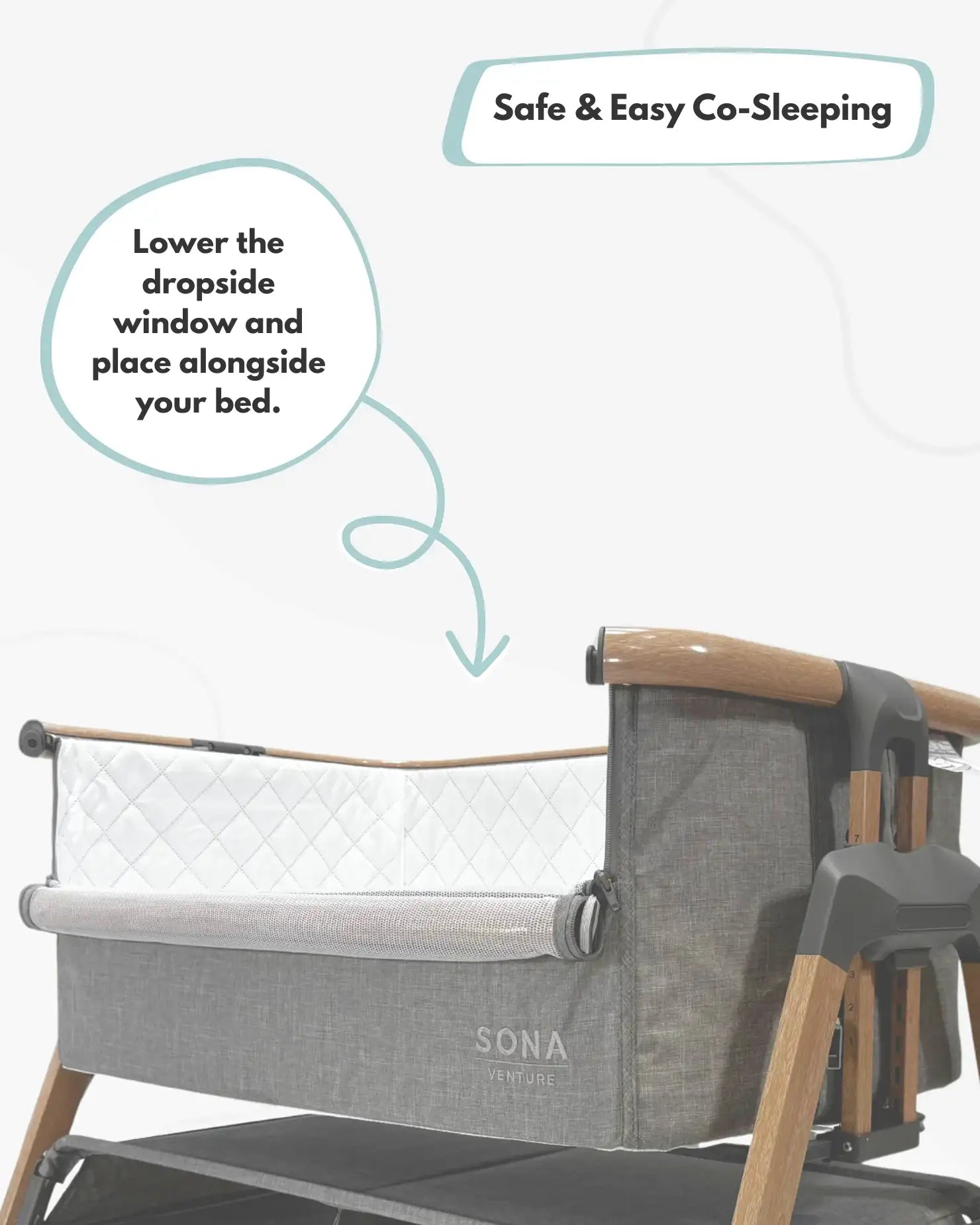 Sona Next To Me Crib - Grey - Bedside Crib