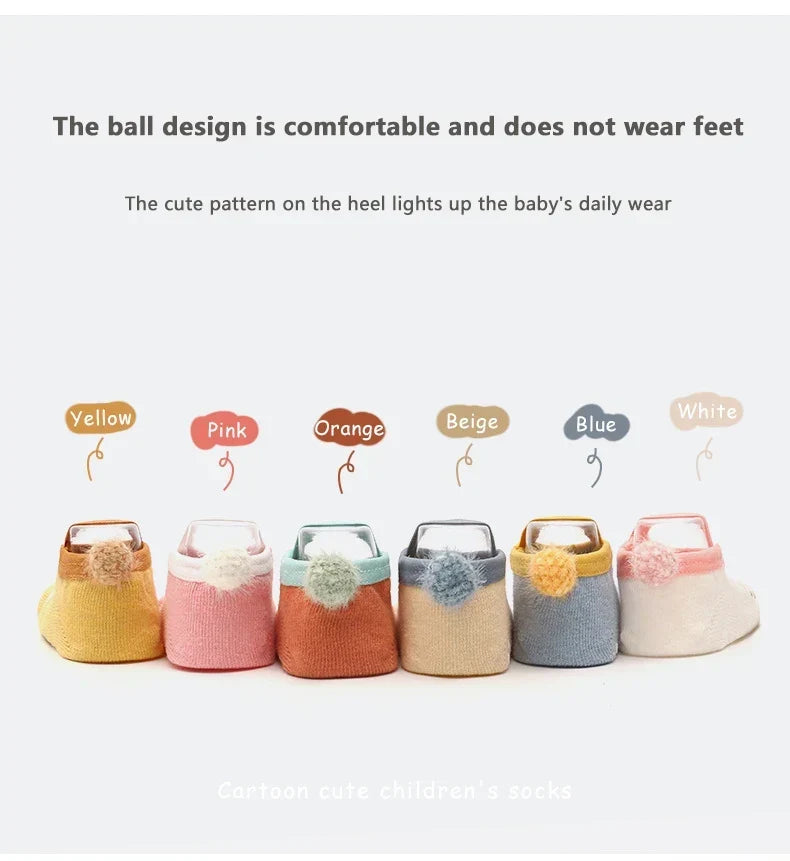 Spring Anti Slip Baby Socks Toddler Kids Floor Socks with Rubber Soles Autumn Newborn Baby Boy Girl Cartoon Cute Ball