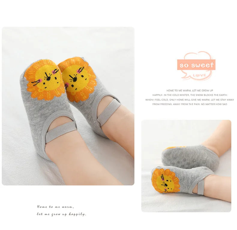 Spring Anti Slip Baby Socks Toddler Kids Floor Socks with Rubber Soles Autumn Newborn Baby Boy Girl Cartoon Cute Ball