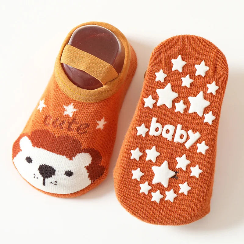 Spring Anti Slip Baby Socks Toddler Kids Floor Socks with Rubber Soles Autumn Newborn Baby Boy Girl Cartoon Cute Ball
