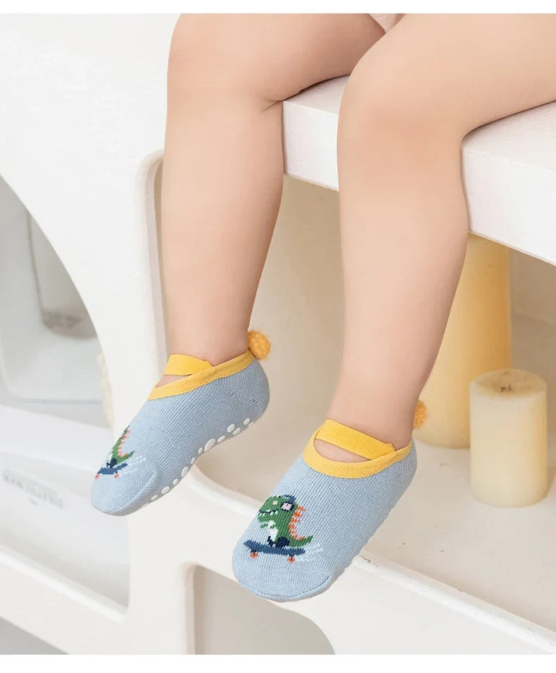 Spring Anti Slip Baby Socks Toddler Kids Floor Socks with Rubber Soles Autumn Newborn Baby Boy Girl Cartoon Cute Ball