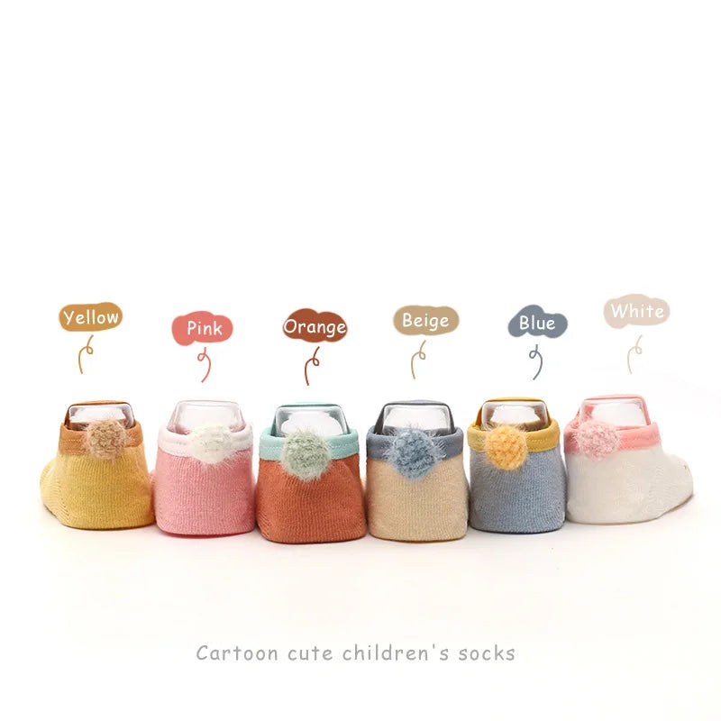 Spring Anti Slip Baby Socks Toddler Kids Floor Socks with Rubber Soles Autumn Newborn Baby Boy Girl Cartoon Cute Ball