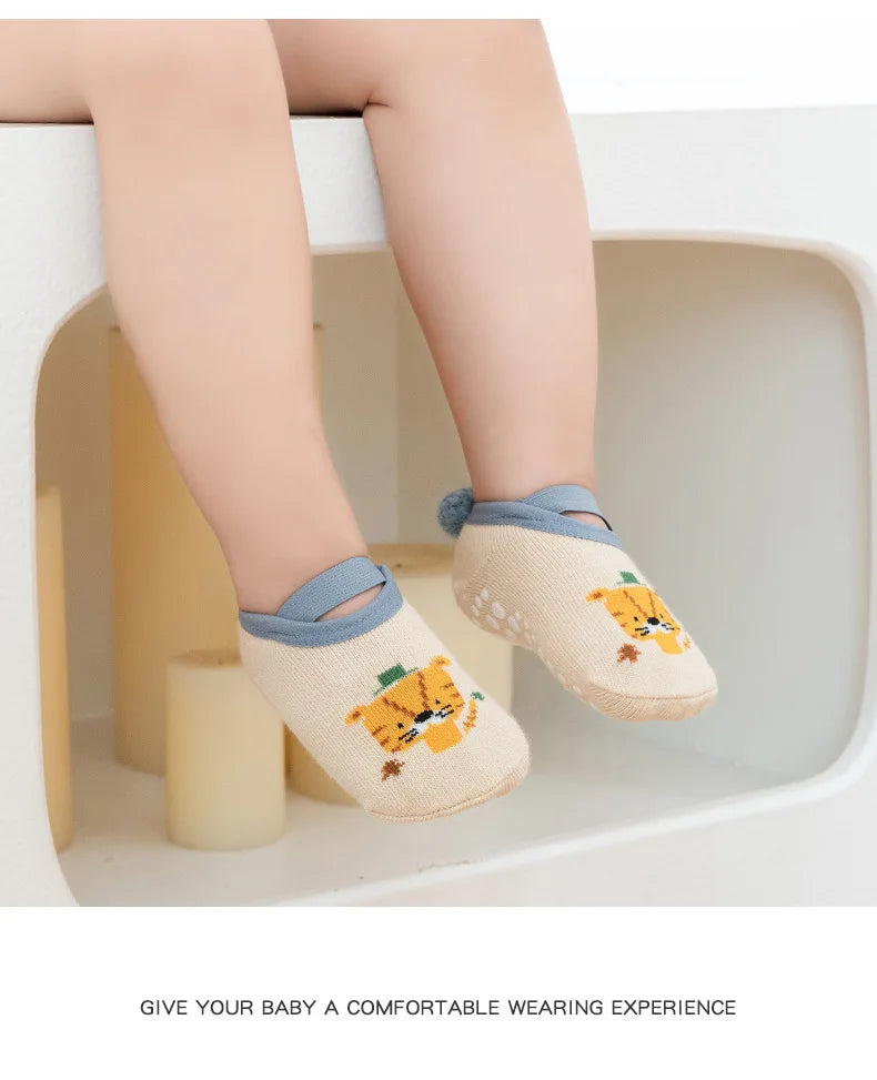 Spring Anti Slip Baby Socks Toddler Kids Floor Socks with Rubber Soles Autumn Newborn Baby Boy Girl Cartoon Cute Ball