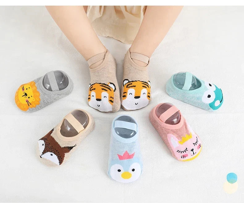 Spring Anti Slip Baby Socks Toddler Kids Floor Socks with Rubber Soles Autumn Newborn Baby Boy Girl Cartoon Cute Ball