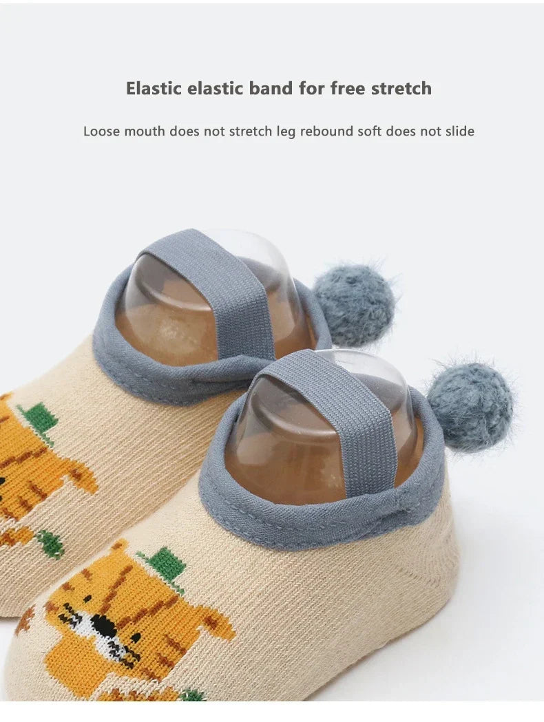 Spring Anti Slip Baby Socks Toddler Kids Floor Socks with Rubber Soles Autumn Newborn Baby Boy Girl Cartoon Cute Ball