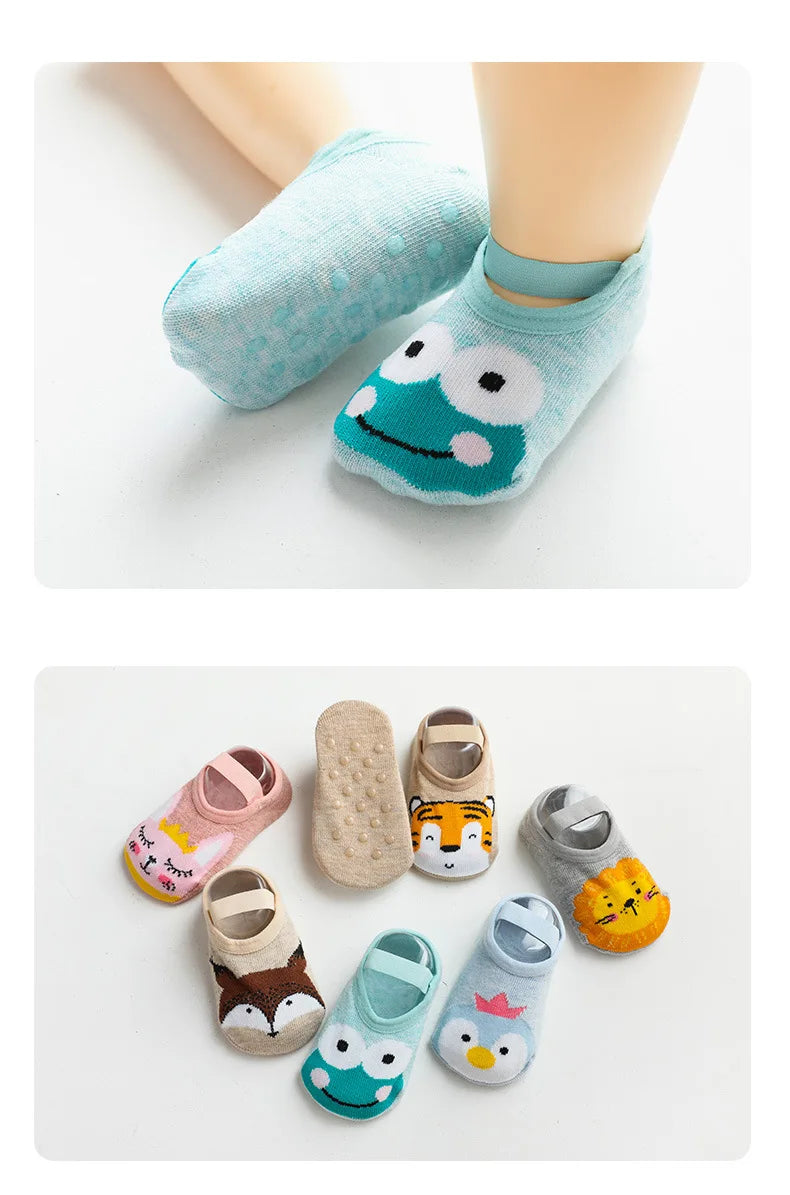 Spring Anti Slip Baby Socks Toddler Kids Floor Socks with Rubber Soles Autumn Newborn Baby Boy Girl Cartoon Cute Ball