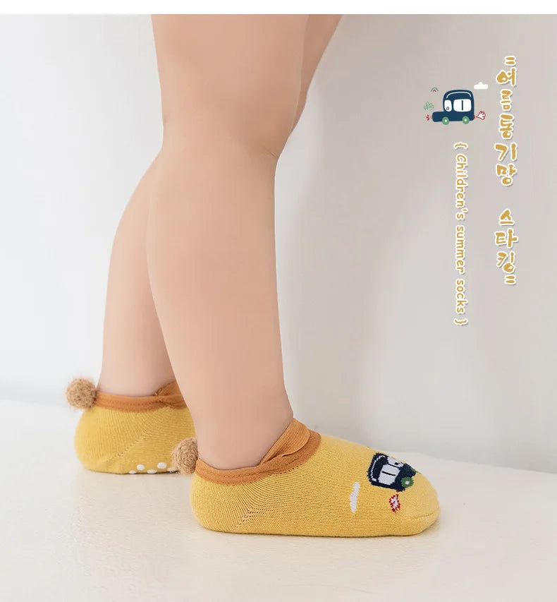 Spring Anti Slip Baby Socks Toddler Kids Floor Socks with Rubber Soles Autumn Newborn Baby Boy Girl Cartoon Cute Ball