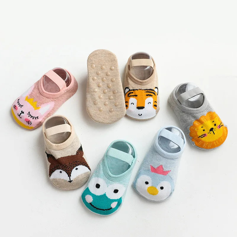 Spring Anti Slip Baby Socks Toddler Kids Floor Socks with Rubber Soles Autumn Newborn Baby Boy Girl Cartoon Cute Ball