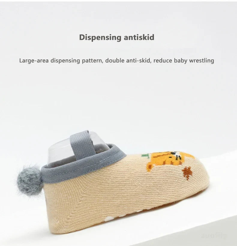 Spring Anti Slip Baby Socks Toddler Kids Floor Socks with Rubber Soles Autumn Newborn Baby Boy Girl Cartoon Cute Ball