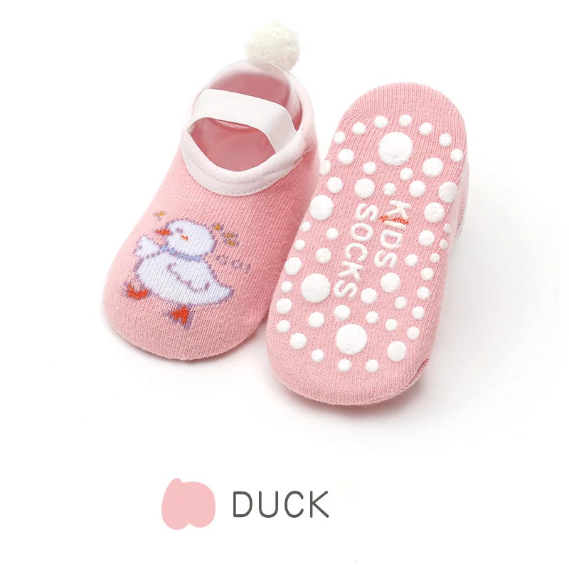 Spring Anti Slip Baby Socks Toddler Kids Floor Socks with Rubber Soles Autumn Newborn Baby Boy Girl Cartoon Cute Ball