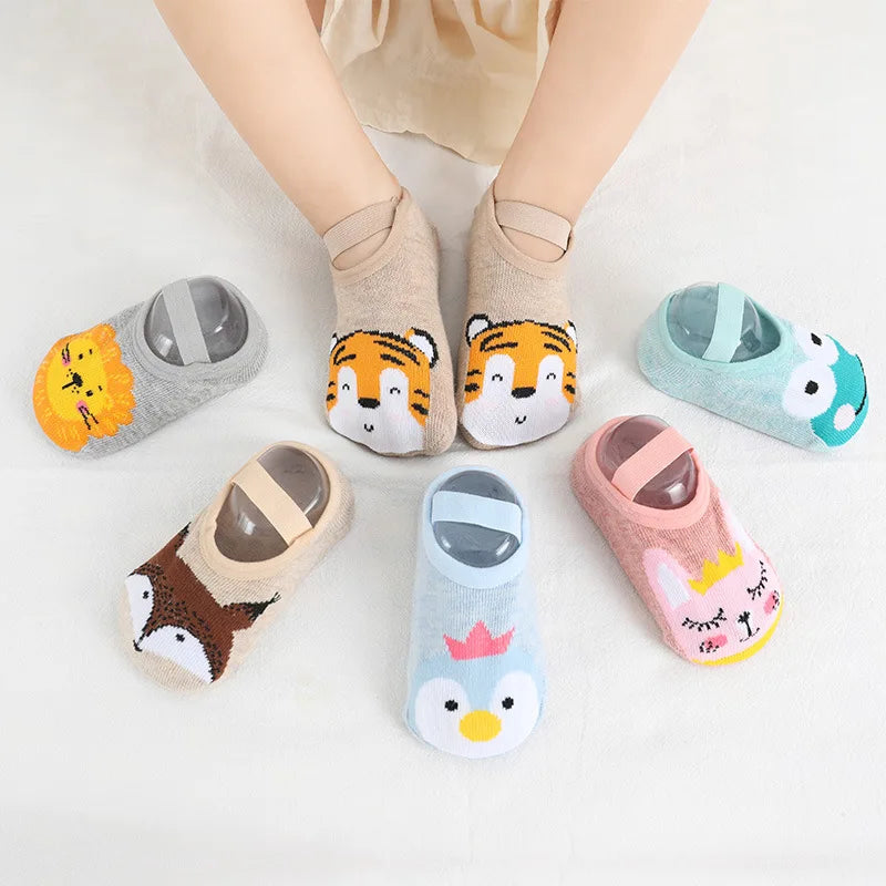 Spring Anti Slip Baby Socks Toddler Kids Floor Socks with Rubber Soles Autumn Newborn Baby Boy Girl Cartoon Cute Ball