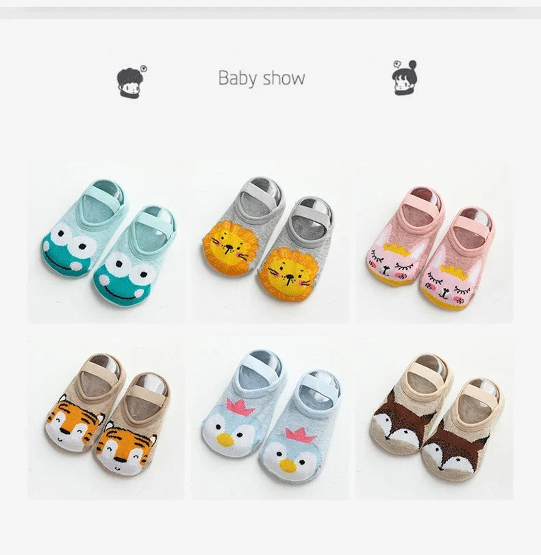 Spring Anti Slip Baby Socks Toddler Kids Floor Socks with Rubber Soles Autumn Newborn Baby Boy Girl Cartoon Cute Ball