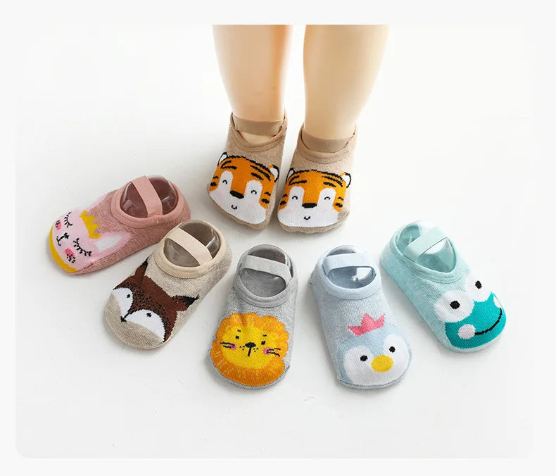 Spring Anti Slip Baby Socks Toddler Kids Floor Socks with Rubber Soles Autumn Newborn Baby Boy Girl Cartoon Cute Ball