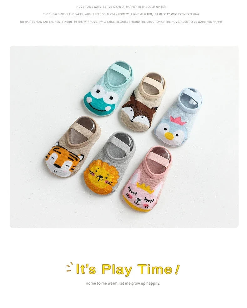 Spring Anti Slip Baby Socks Toddler Kids Floor Socks with Rubber Soles Autumn Newborn Baby Boy Girl Cartoon Cute Ball