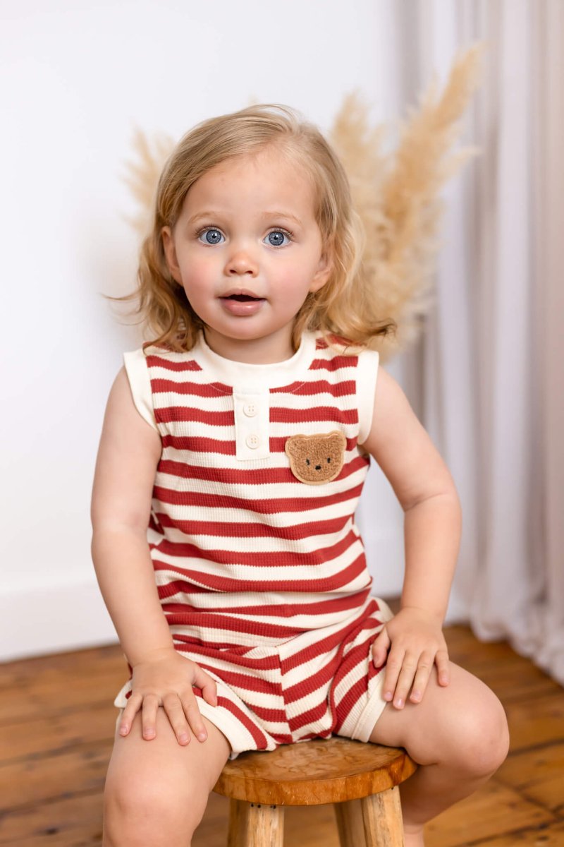 The Bear Beach Stripe Shorts & T-Shirt - Outfit Sets
