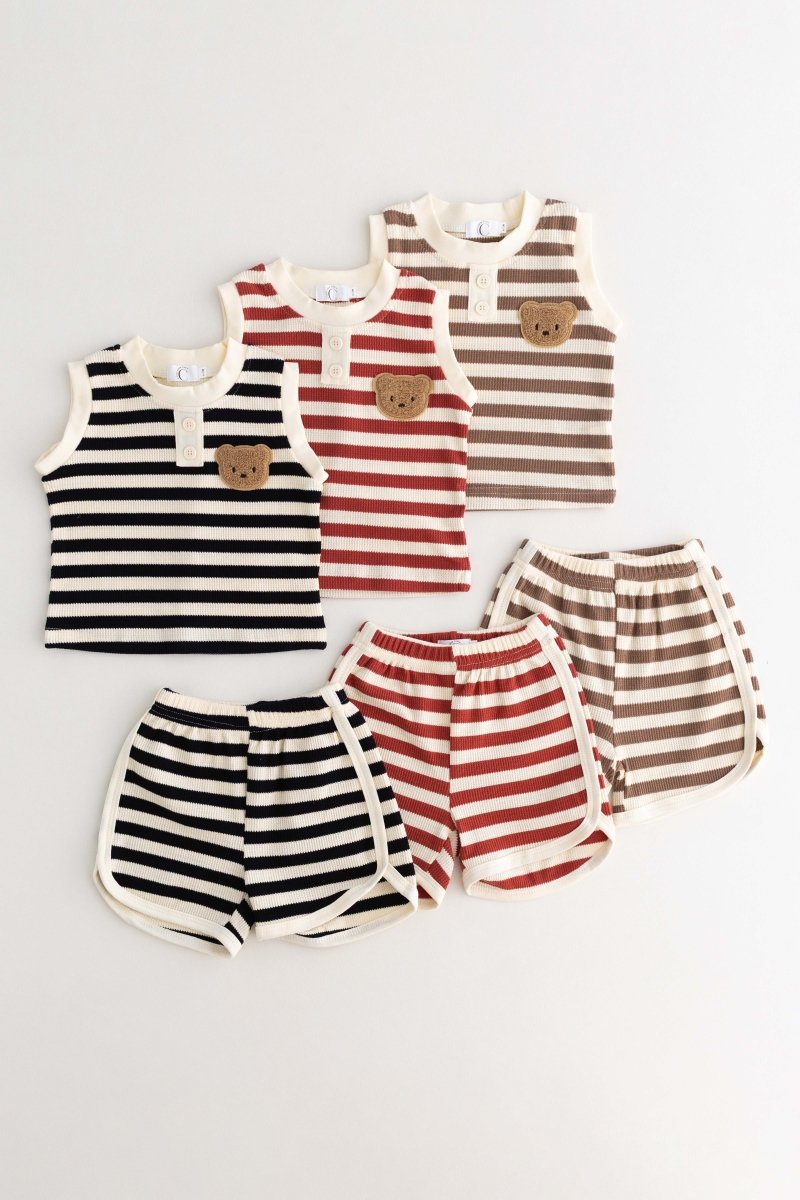 The Bear Beach Stripe Shorts & T-Shirt - Outfit Sets