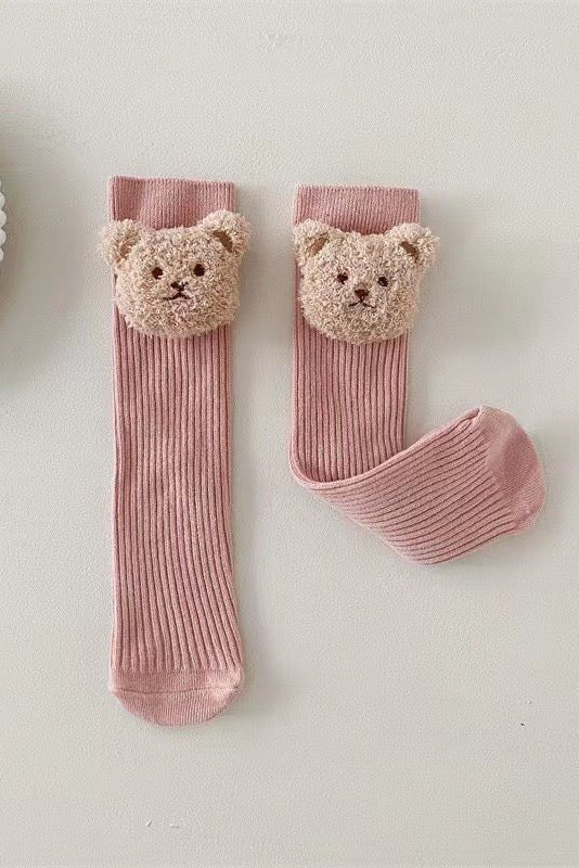 The Bear Knee Socks - Super Soft - Pink - Socks