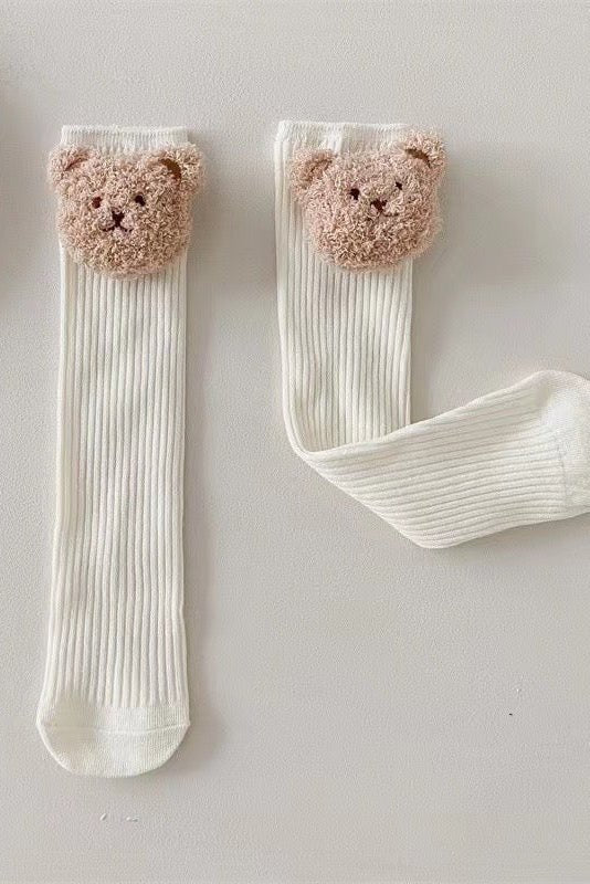 The Bear Knee Socks - Super Soft - White - Socks