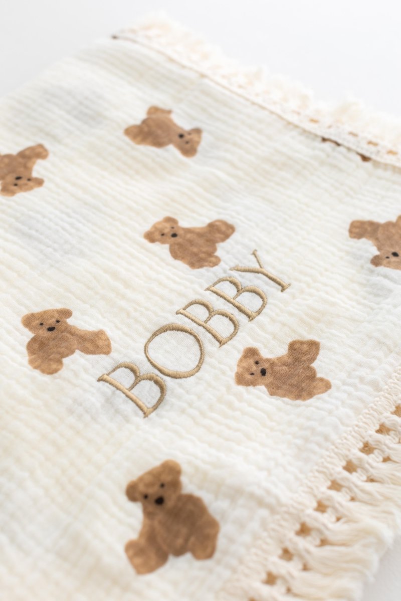 The Bear Muslin Frill Blanket Swaddle - Blankets
